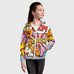 Толстовка на молнии детская Oops-boom: комикс бум, цвет: 3D-меланж — фото 2