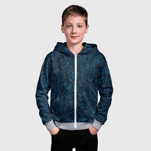 Детская толстовка на молнии Тёмный синий текстура / 3D-Меланж – фото 3