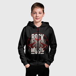 Толстовка на молнии детская Рок музыка - тяжёлый рок, цвет: 3D-черный — фото 2