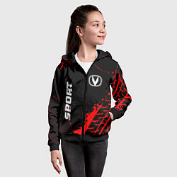 Толстовка на молнии детская Changan red sport tires, цвет: 3D-черный — фото 2