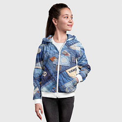 Толстовка на молнии детская Vanguard jeans patchwork - ai art, цвет: 3D-белый — фото 2