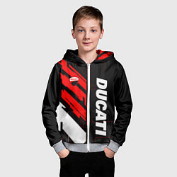 Толстовка на молнии детская Ducati - красный технологический, цвет: 3D-меланж — фото 2