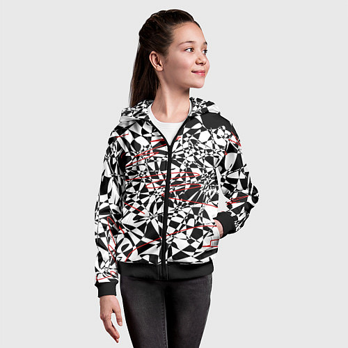 Детская толстовка на молнии Графика / 3D-Черный – фото 4