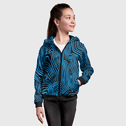 Толстовка на молнии детская Синие линии узор, цвет: 3D-черный — фото 2