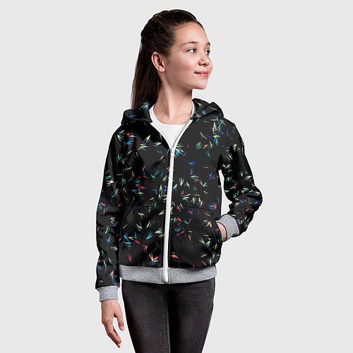 Детская толстовка на молнии Симфония перьев / 3D-Меланж – фото 4
