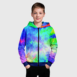 Толстовка на молнии детская Сине-зелёная кислота тай-дай, цвет: 3D-синий — фото 2
