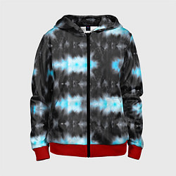 Толстовка на молнии детская Сине чёрный тайдай, цвет: 3D-красный