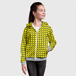 Толстовка на молнии детская Жёлтые лепестки шестиугольники, цвет: 3D-меланж — фото 2