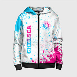 Толстовка на молнии детская Chelsea neon gradient style вертикально, цвет: 3D-черный