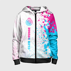 Толстовка на молнии детская Club Brugge neon gradient style по-вертикали, цвет: 3D-черный