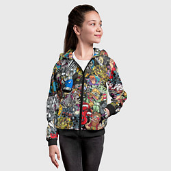 Толстовка на молнии детская Разноцветные татуировки в стиле граффити, цвет: 3D-черный — фото 2