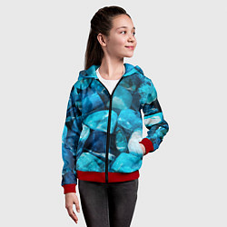 Толстовка на молнии детская Аквамарин камни минералы крупный план, цвет: 3D-красный — фото 2