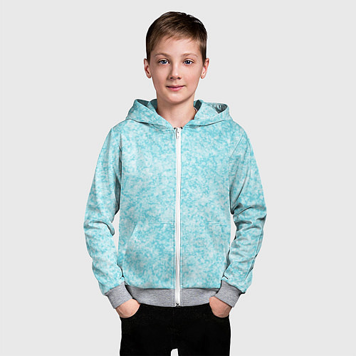 Детская толстовка на молнии Светлый бело-голубой текстура / 3D-Меланж – фото 3