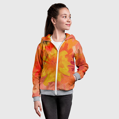 Детская толстовка на молнии Абстракция цветы мастихин / 3D-Меланж – фото 4