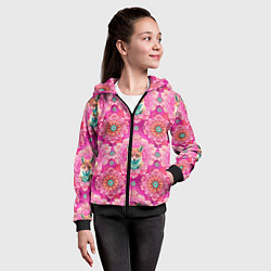 Толстовка на молнии детская Лисица и паттерн, цвет: 3D-черный — фото 2