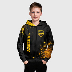 Толстовка на молнии детская Arsenal - gold gradient вертикально, цвет: 3D-черный — фото 2