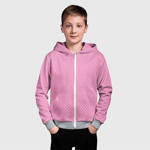 Детская толстовка на молнии Розовый паттерн сеточка / 3D-Меланж – фото 3