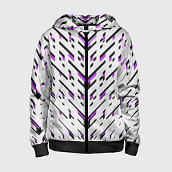 Толстовка на молнии детская Black and purple stripes on a white background, цвет: 3D-черный