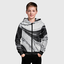 Толстовка на молнии детская Мрамор черно-белый, цвет: 3D-черный — фото 2