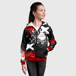 Толстовка на молнии детская Логотип Chery Automobile на фоне брызг красок, цвет: 3D-красный — фото 2