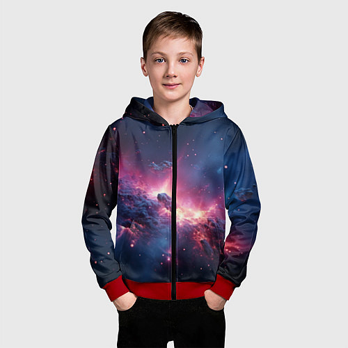 Детская толстовка на молнии Взрыв в космосе / 3D-Красный – фото 3