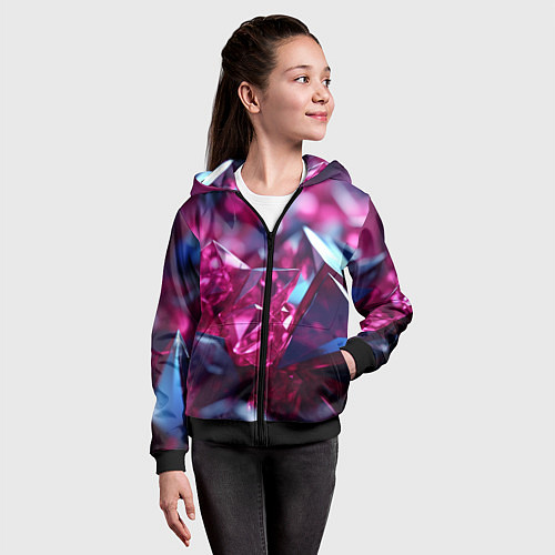 Детская толстовка на молнии Яркие розовые хрусталики / 3D-Черный – фото 4