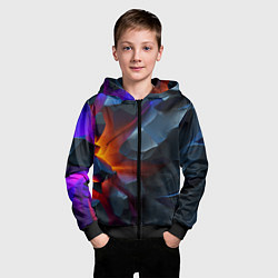 Толстовка на молнии детская Объемные камни в разломе, цвет: 3D-черный — фото 2