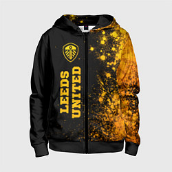 Толстовка на молнии детская Leeds United - gold gradient по-вертикали, цвет: 3D-черный