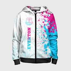 Толстовка на молнии детская Everton neon gradient style по-вертикали, цвет: 3D-черный