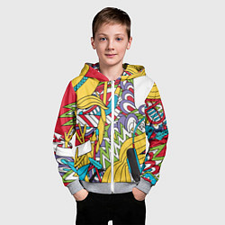 Толстовка на молнии детская Летние мотивы, цвет: 3D-меланж — фото 2