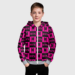 Толстовка на молнии детская BTS pattern pink logo, цвет: 3D-меланж — фото 2