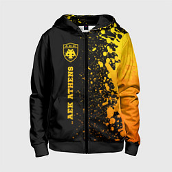 Толстовка на молнии детская AEK Athens - gold gradient по-вертикали, цвет: 3D-черный