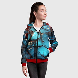 Толстовка на молнии детская Синие объемные плиты, цвет: 3D-красный — фото 2