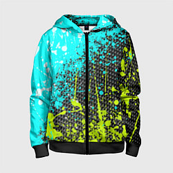 Толстовка на молнии детская Брызги красок с геометрией, цвет: 3D-черный