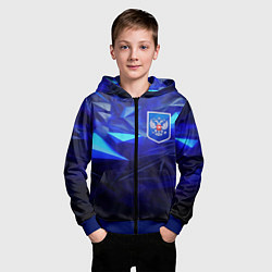 Толстовка на молнии детская Герб России на синей абстракции, цвет: 3D-синий — фото 2