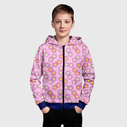 Толстовка на молнии детская Мозаика на розовом, цвет: 3D-синий — фото 2