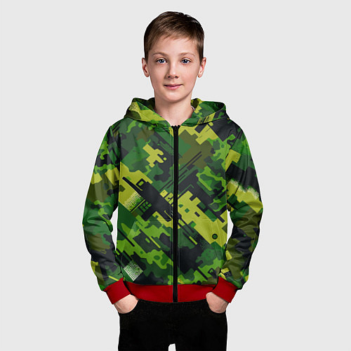 Детская толстовка на молнии Camouflage - pattern ai art / 3D-Красный – фото 3
