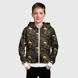 Толстовка на молнии детская Черепа и узоры лакшери, цвет: 3D-белый — фото 2