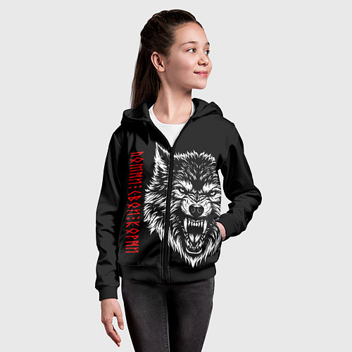 Детская толстовка на молнии Волк - помни свои корни / 3D-Черный – фото 4