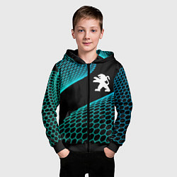 Толстовка на молнии детская Peugeot electro hexagon, цвет: 3D-черный — фото 2