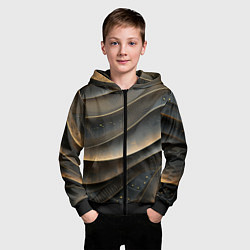 Толстовка на молнии детская Лакшери текстура с узорами, цвет: 3D-черный — фото 2