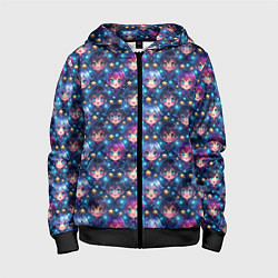 Детская толстовка на молнии Парень и девушка аниме паттерн