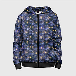 Толстовка на молнии детская Волчий стиль дизайн с мордами волков, цвет: 3D-черный