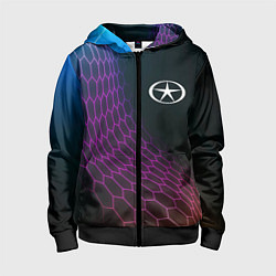 Толстовка на молнии детская JAC neon hexagon, цвет: 3D-черный