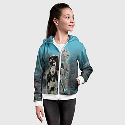 Толстовка на молнии детская Хибино и Аширо -Кайдзю номер 8, цвет: 3D-белый — фото 2