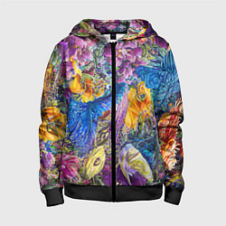 Толстовка на молнии детская Абстрактный растительный паттерн - нейросеть, цвет: 3D-черный