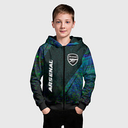 Толстовка на молнии детская Arsenal glitch blue, цвет: 3D-черный — фото 2