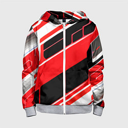 Детская толстовка на молнии Красно-белые полосы и чёрный фон