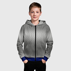 Толстовка на молнии детская Серые вертикальные линии, цвет: 3D-синий — фото 2