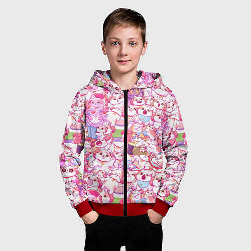 Детская толстовка на молнии Стикеры вконтакте собака / 3D-Красный – фото 3